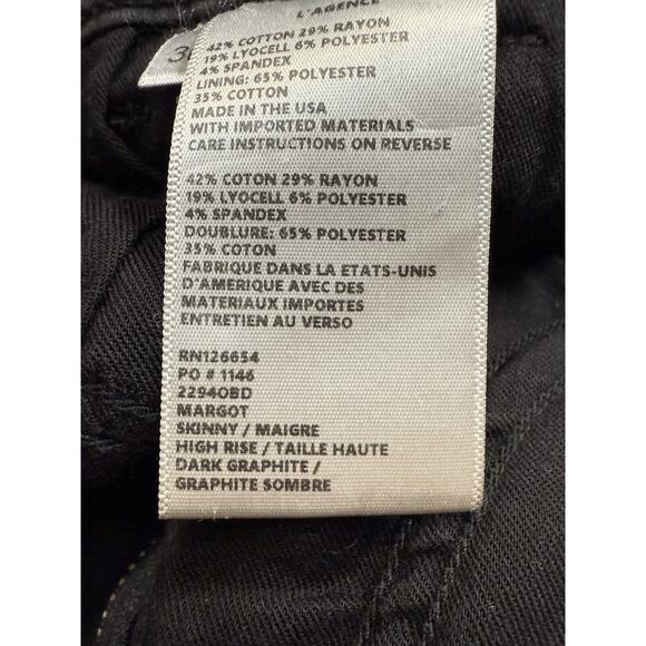 L’Agence Margot Skinny Jeans Dark Graphite Black Grey Stretch $270 Size 30 x26L - Picture 11 of 16